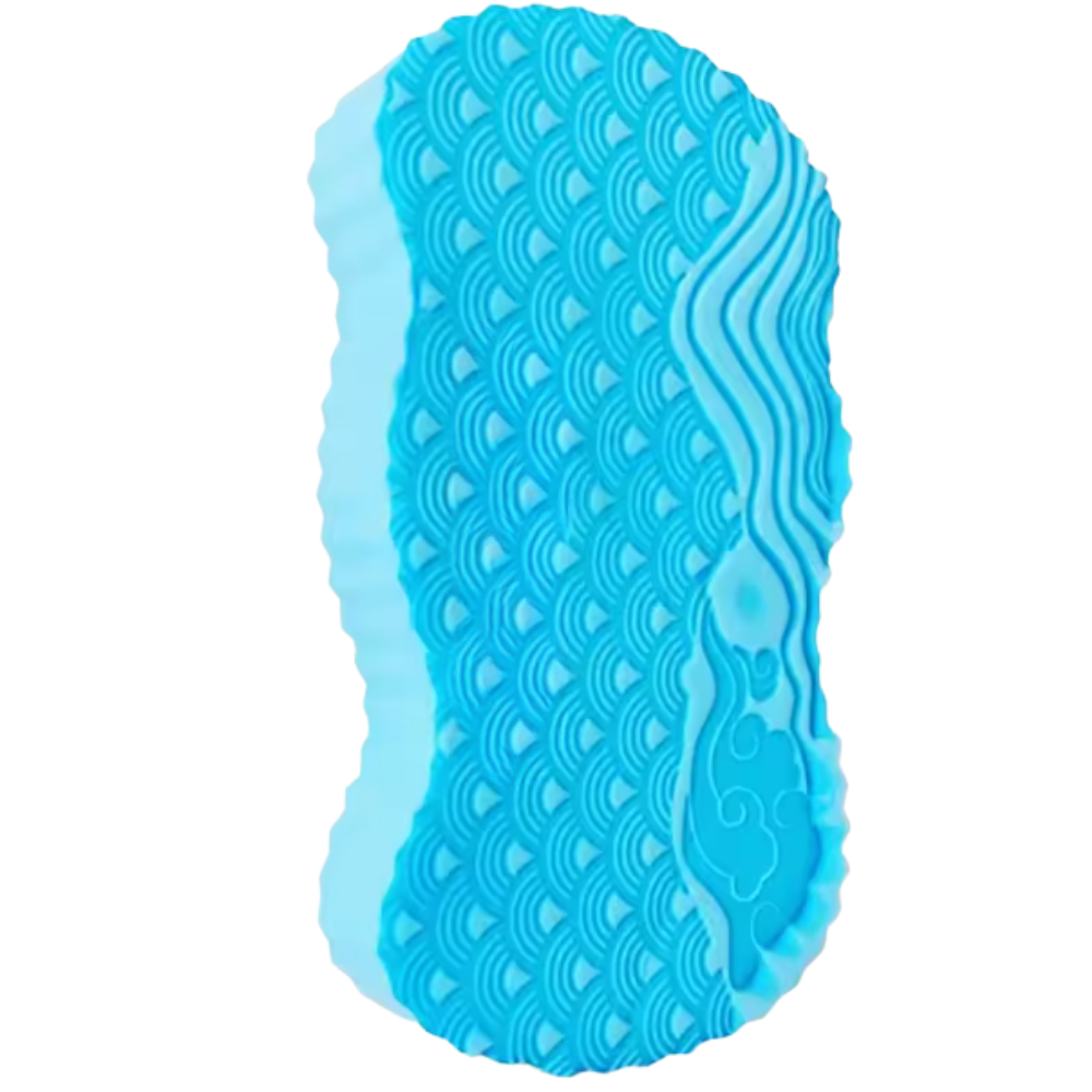 Esponja de banho exfoliante suave da Yedyly, feita de material macio para limpeza e cuidado da pele no banho.