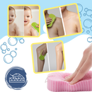 Espuma de banho exfoliante suave da Yedyly, esponja de banho azul para limpeza delicada e renovadora da pele.