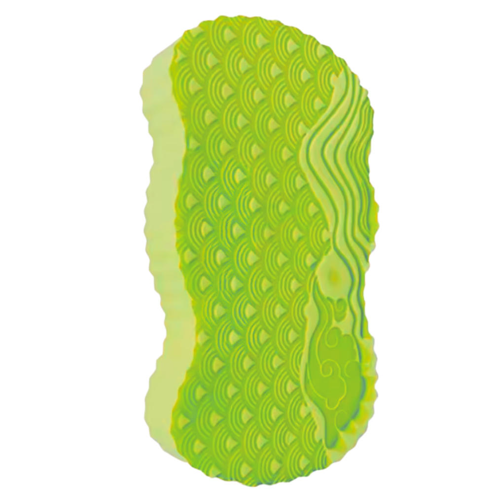 Esponja de banho exfoliante suave da Yedyly, feita de material macio para limpeza delicada da pele.