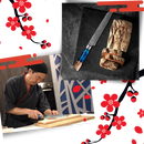 Facas japonesas da série Riviera Maya da marca Myvit com cabos ergonômicos, utensílios de cozinha coloridos e afiadas.