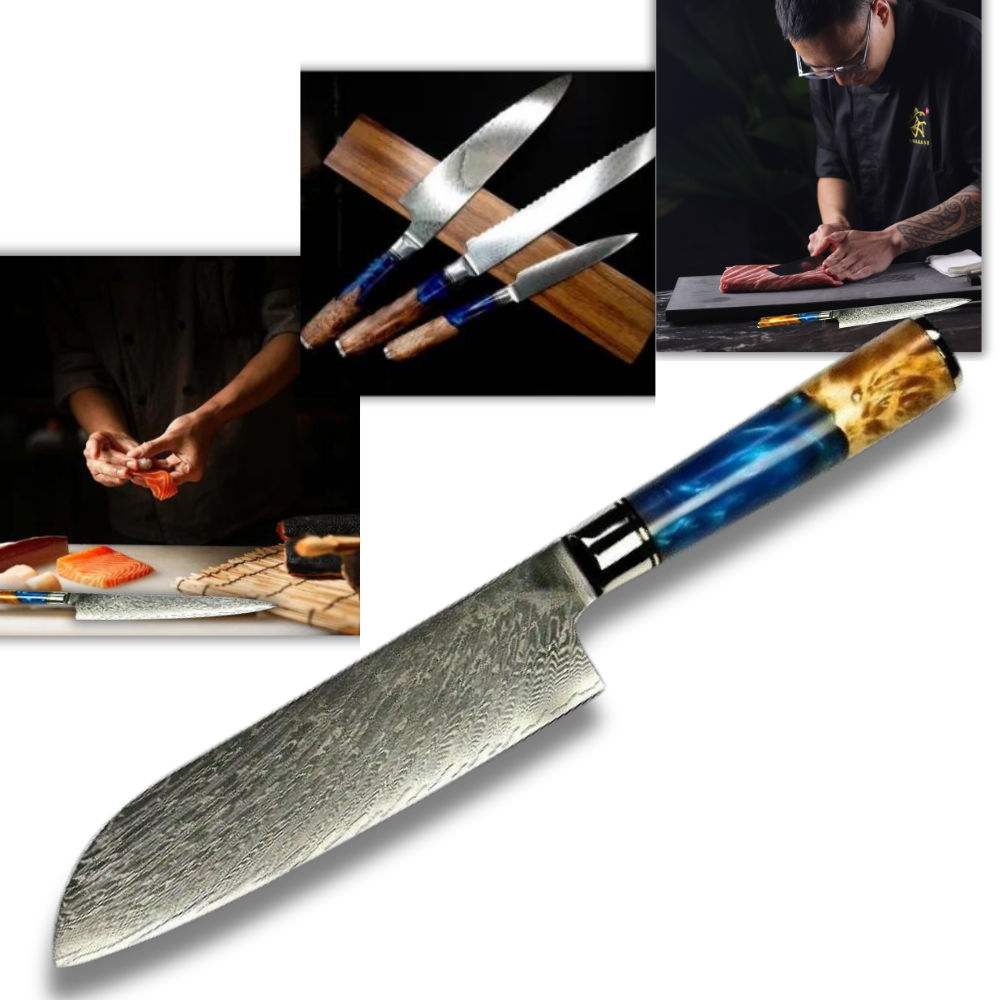 Facas japonesas da série Riviera Maya da marca Myvit, utensílios de cozinha com lâminas afiadas e design elegante.