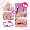 Anel de Pilates Yes4All azul e rosa para tonificação do corpo, usado em exercícios de Pilates e yoga.