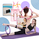 Anel de Pilates Yes4All azul e rosa para tonificar o corpo, ideal para exercícios de Pilates e yoga.