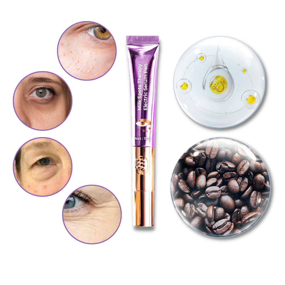 Creme vibrante reafirmante para os olhos da marca Yifudd, embalagem com textura de creme para cuidados faciais.