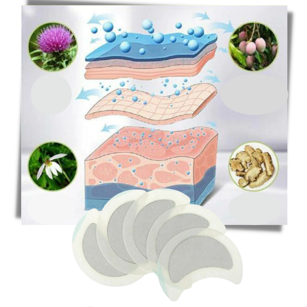 5 patches lymphatiques à base de plantes Ykohkofe pour réduire la transpiration, conçus pour une utilisation cosmetique.