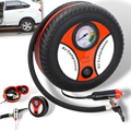 Compresseur de air portable Yks para pneus de carro, usado em manutenção de veículos, com mangueira e mostrador.
