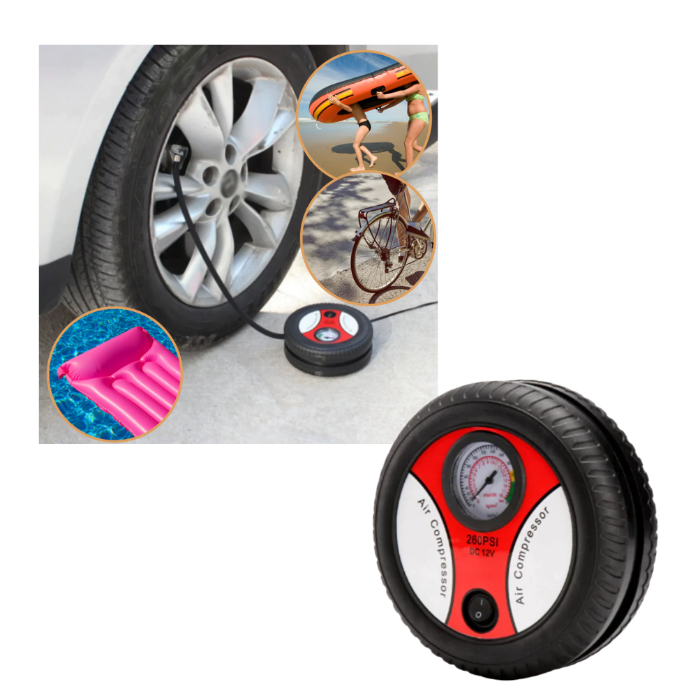 Compresseur de air portable Yks pour pneus de voiture, outil compact pour entretien et réparation de véhicules.