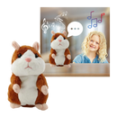 Hamster de pelúcia falante da Yks, em tom marrom claro, com detalhes realistas, ideal para brinquedos e coleções.