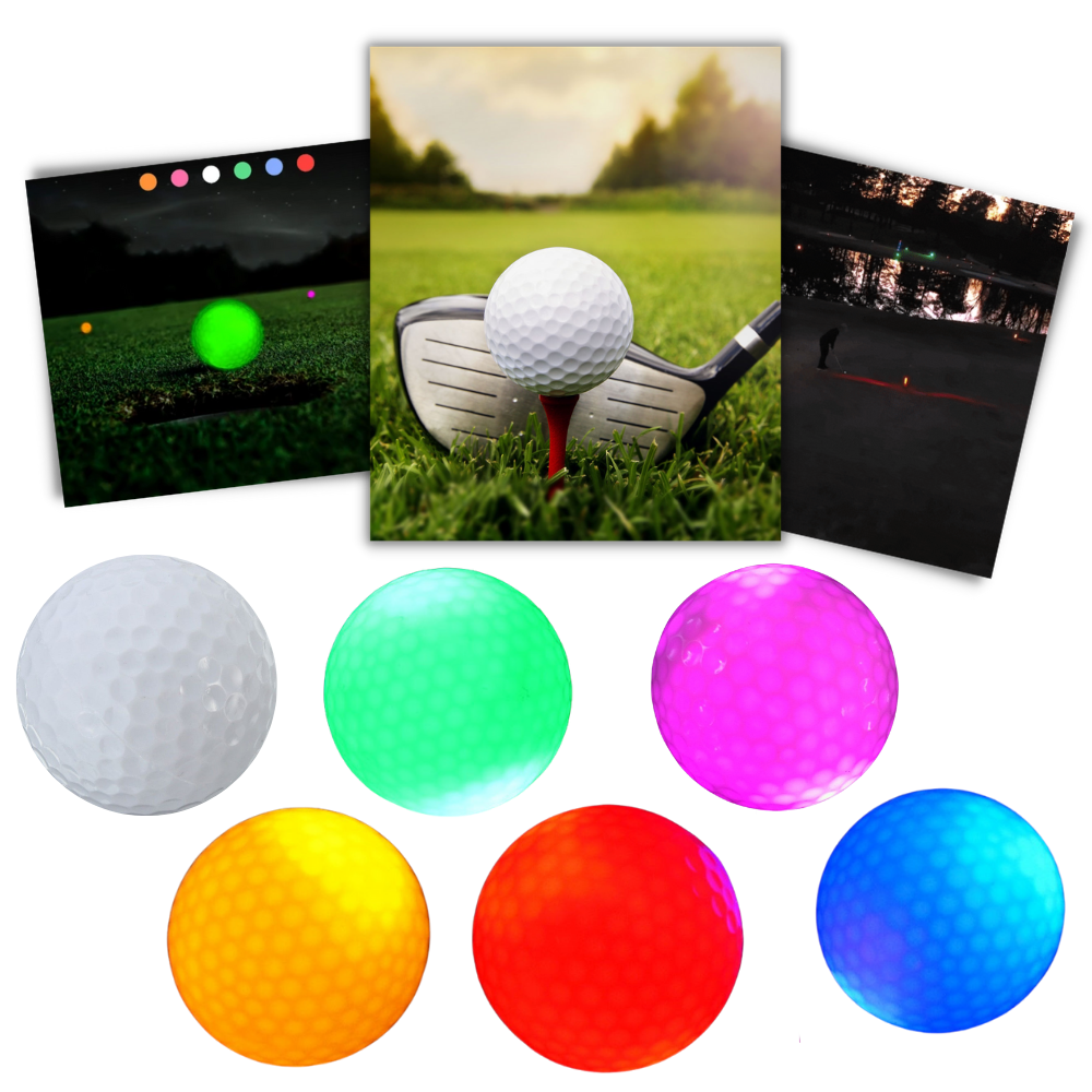 Conjunto de 6 bolas de golfe LED brancas da marca Yotijar, iluminação luminosa para jogo de golfe noturno.