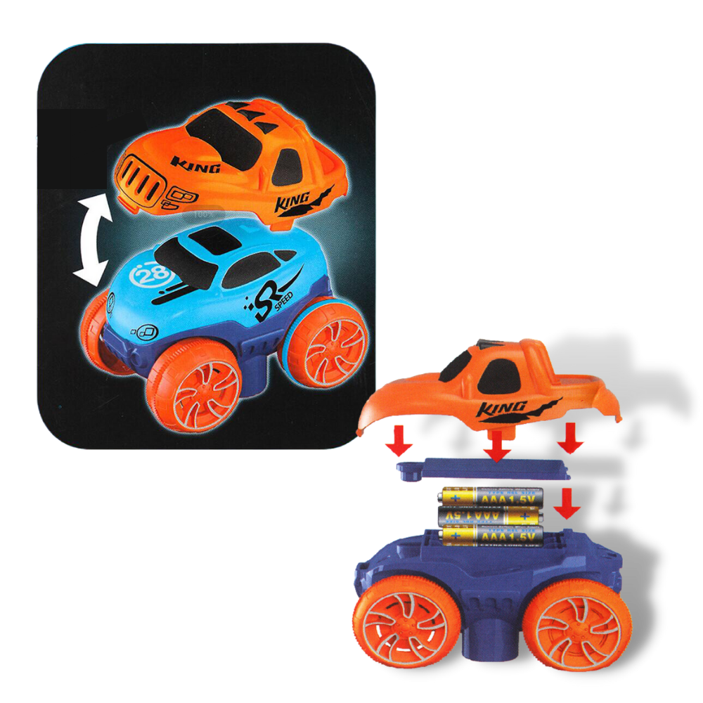 Circuit de rails flexíveis Yotijar para veículos de brinquedo, com 46 peças de carros em destaque.