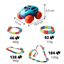 Circuit de rails flexíveis Yotijar para veículos de brinquedo, com 46 peças e detalhes coloridos para diversão infantil.