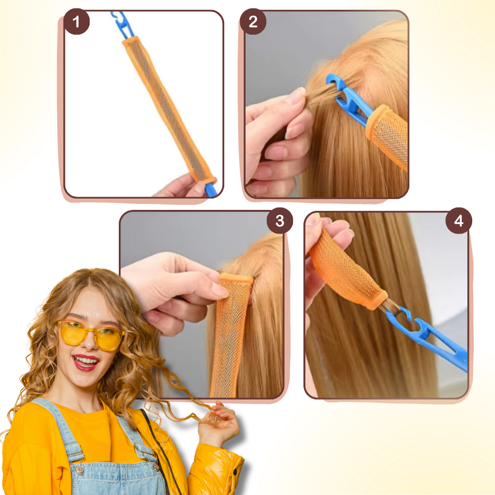 Conjunto de 12 bigoudis mágicos Younuo para cuidados capilares, 25 cm, usados para modelar cabelos com facilidade.
