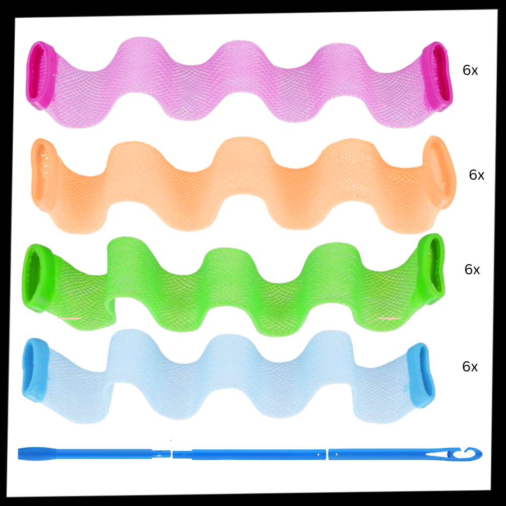 Bigoudis mágicos Younuo para cuidado dos cabelos, 12 peças de 25 cm em tubo transparente para cachos rápidos e fáceis.