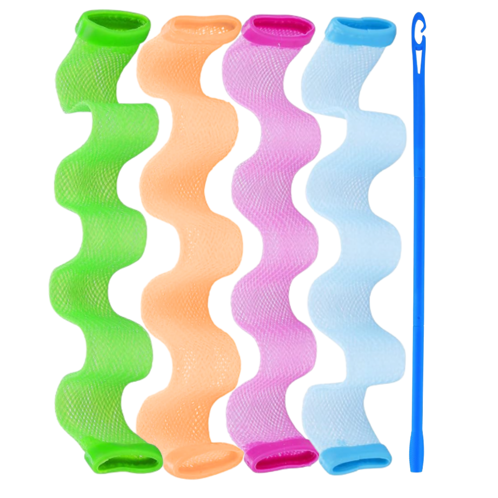 Bigoudis mágicos Younuo para cabelo, 12 peças de 25 cm, promovem cachos naturais e duradouros, acessório de cuidado capilar.