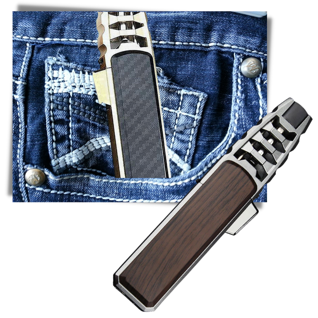 Briquet polyvalente a gás Yowell, preto e dourado, com acabamento elegante, ideal para acender fogo com facilidade
