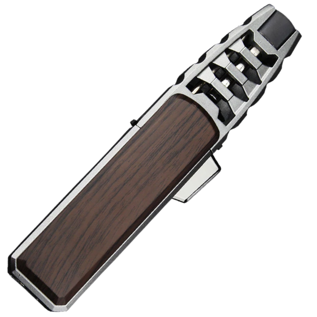 Briquet polyvalente a gás Yowell preto e dourado, fácil de acender e ideal para diversas utilizações.