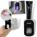 Distributeur de dentifrice mural da Yrtoes para cuidados bucais, em acabamento preto, fixado na parede, fácil de usar.