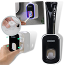 Distributeur de dentifrice mural da Yrtoes para cuidados bucais, em acabamento preto, fixado na parede, fácil de usar.