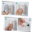 Distributeur de dentifrice mural preto da Yrtoes, para cuidados bucais, fixado na parede com espaço para tubo de pasta dental.