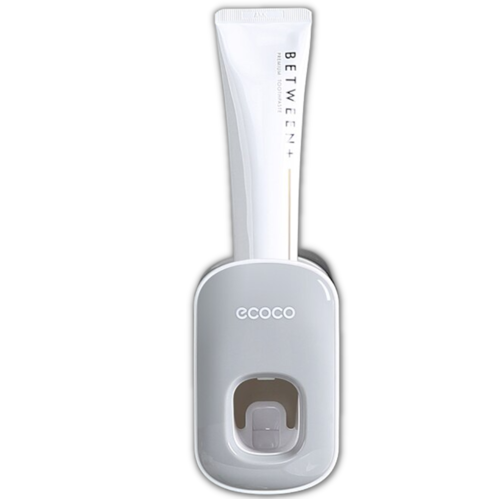 Distributeur de dentifrice mural Yrtoes para cuidados bucais, em acabamento preto, com espaço para tubo de pasta de dente.