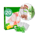 Patches naturais detoxificantes para pés da Yso, 20 unidades, com ingredientes naturais para aliviar e desintoxicar os pés.