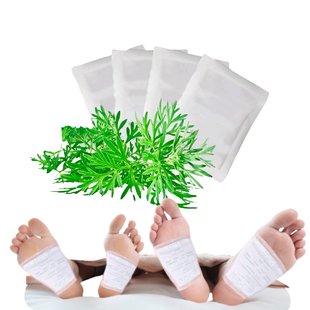 Conjunto de 20 patches naturais detox para pés da Yso, com aparência de patches adesivos transparentes e pequenos para detoxificação.