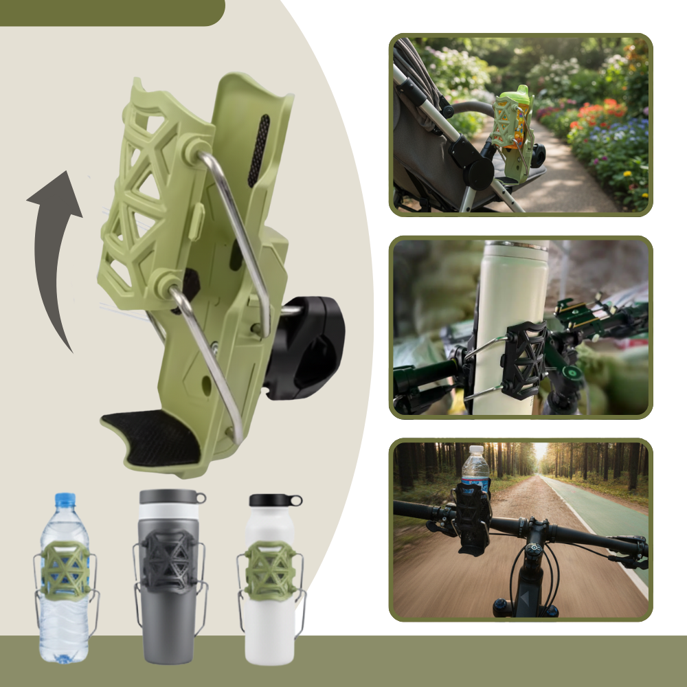 Porta-gobelete universal para guidão de bicicleta e moto, peça de reposição da marca Yszodd, em cor verde.