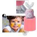 Escova de dentes elétrica em U para crianças, marca Yszodd, com cerdas azuis, ideal para cuidados bucais infantis.