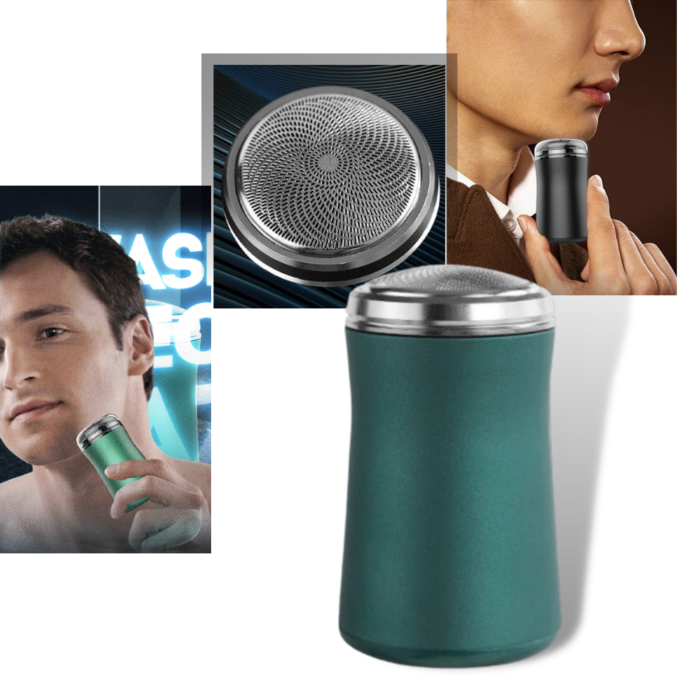 Rasoir elétrico portátil recarregável Yucurem para rasage e cuidados pessoais, com design compacto e verde.