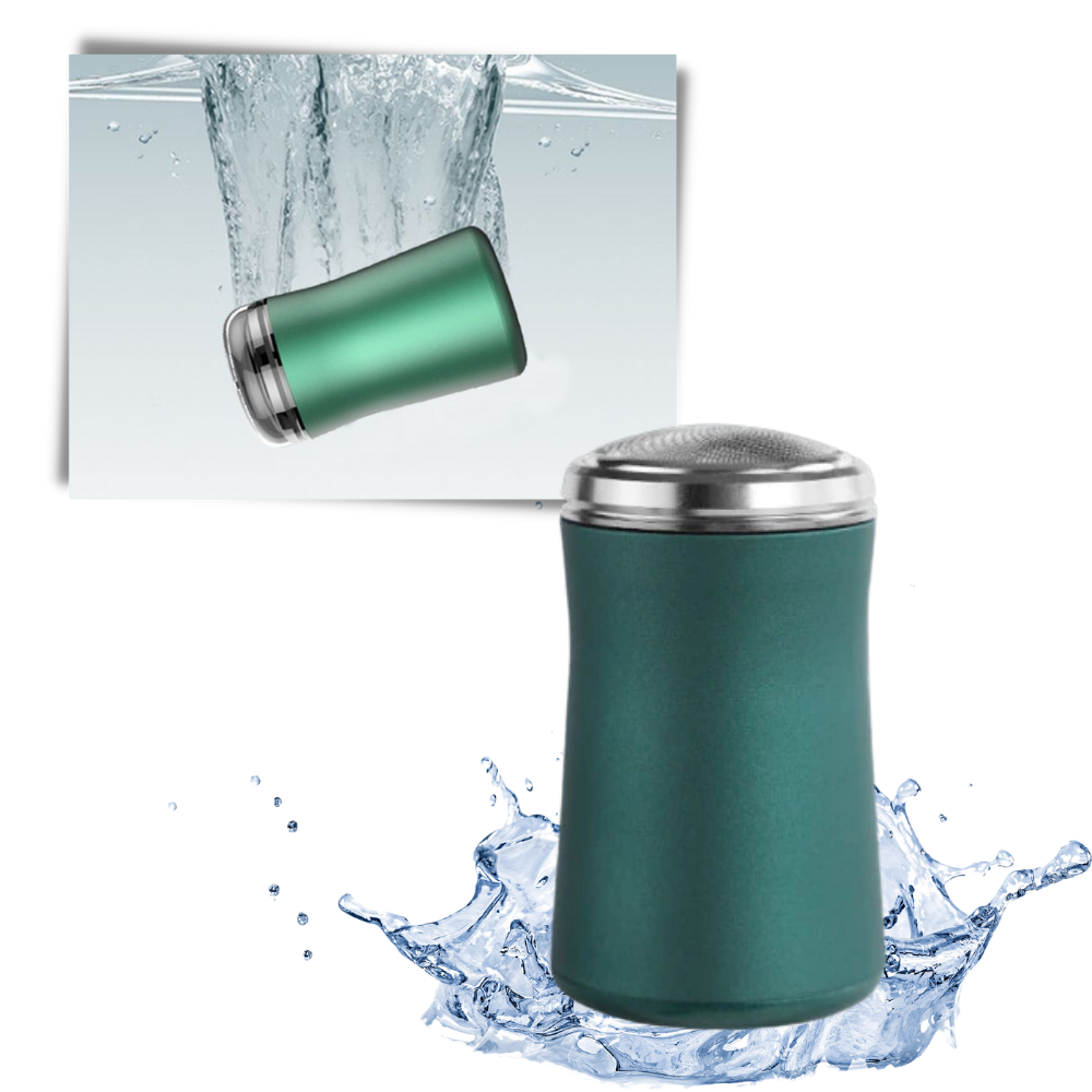 Rasoir elétrico portátil Yucurem para rasagem e cuidados, com design compacto e recarregável, em verde.