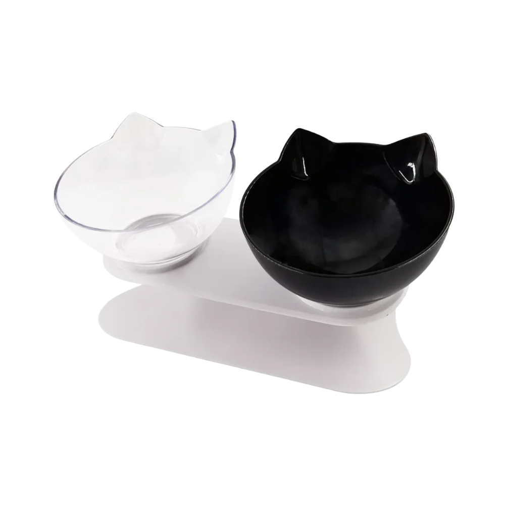 Gamela super elevadore para gatos Yugaoo, dupla, transparente, confortável e ideal para alimentação e hidratação felina.