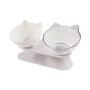 Gamela de plástico transparente para gatos, com suporte elevado e dois compartimentos, marca Yugaoo, ideal para alimentação confortável