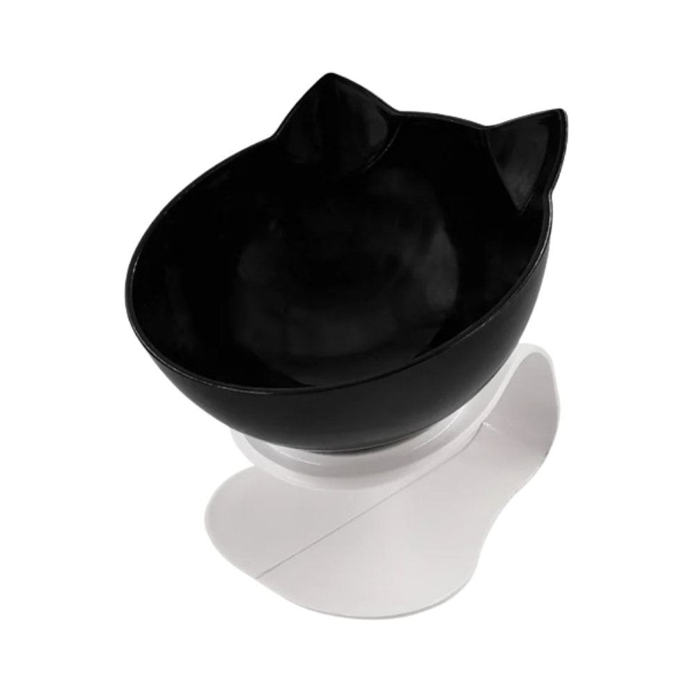 Gamela de plástico transparente da Yugaoo, com suporte elevado duplo para comida e água de gatos, design confortável e prático