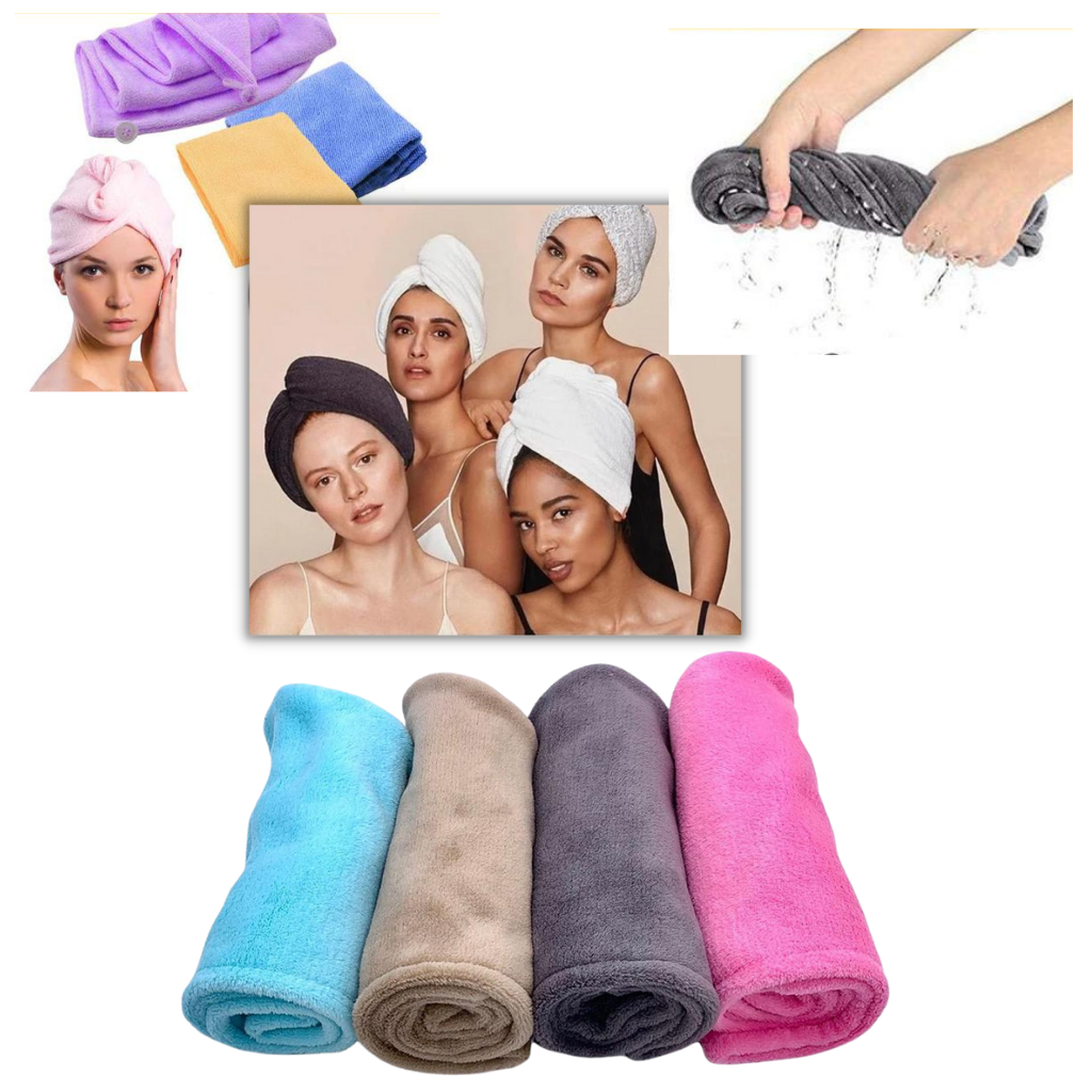 Toalha para cabelo da Yugaoo, de cor rosa, para secagem rápida e eficiente dos fios, ideal para cuidados capilares.