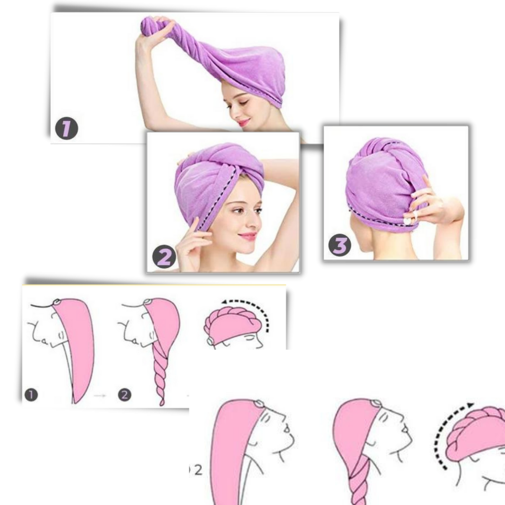 Toalha para cabelo Yugaoo, de secagem rápida, em rosa, ideal para cuidados rápidos e eficientes dos fios.