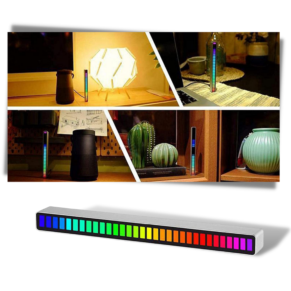 Luz de ambiente musical LED da Yzhm, luminária de noite preta, com efeito de iluminação suave para ambientes relaxantes.