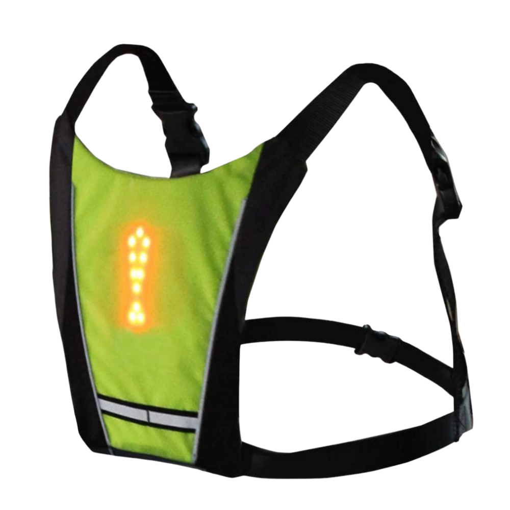 Gilet de cyclisme réfléchissant à LED Zedwell pour signalétique de danger et d'avertissement, avec bandes lumineuses.