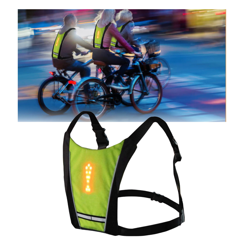 Gilet de cyclisme réfléchissant à LED Zedwell, signalétique de danger et d'avertissement pour sécurité à vélo.