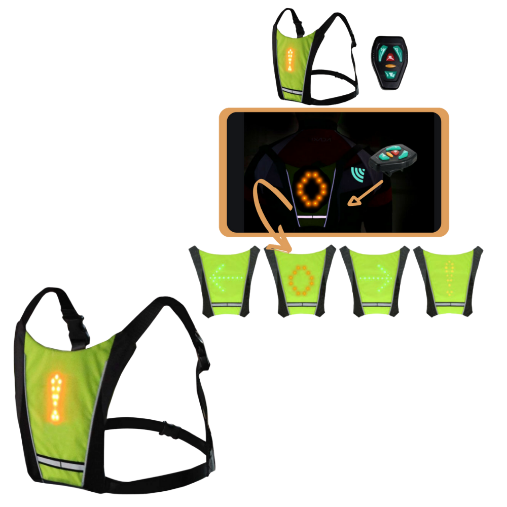 Colete de ciclismo refletente com LED da Zedwell, sinalização de perigo e aviso para maior segurança na bike.