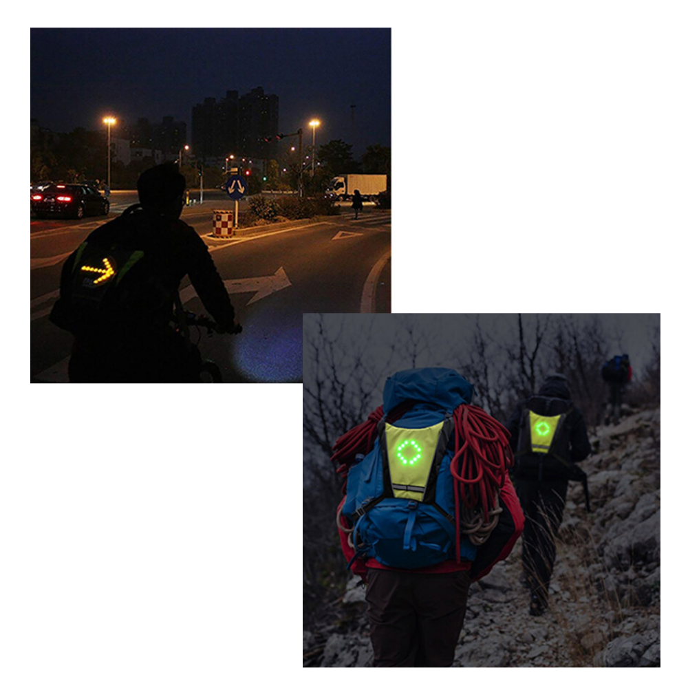 Colete de ciclismo refletente com LED da Zedwell, sinalização de perigo e aviso para maior segurança em passeios de bicicleta.