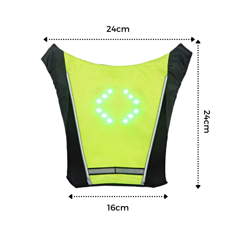 Gilet de cyclisme réfléchissant à LED Zedwell avec signalétique de danger pour sécurité sur la route.