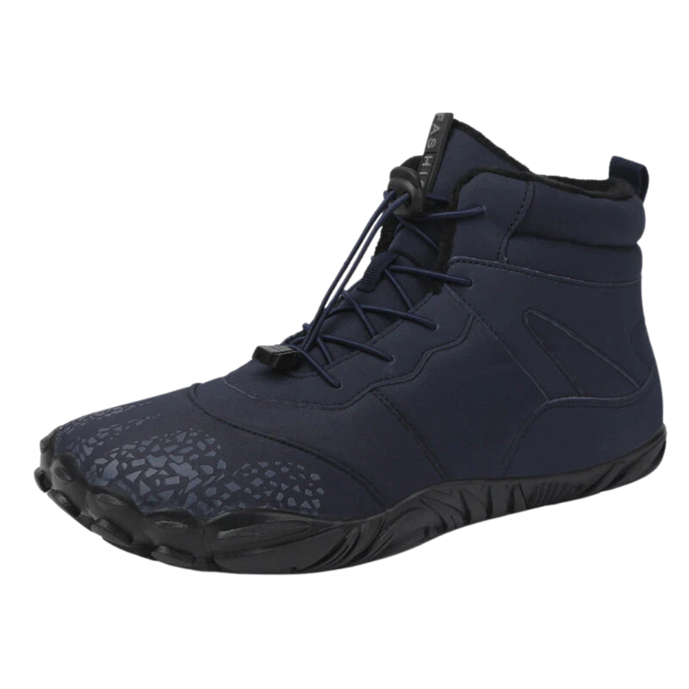 Sapatos de caminhada Ownshoe impermeáveis com sola plana, azul, ideais para trilhas e aventuras ao ar livre.