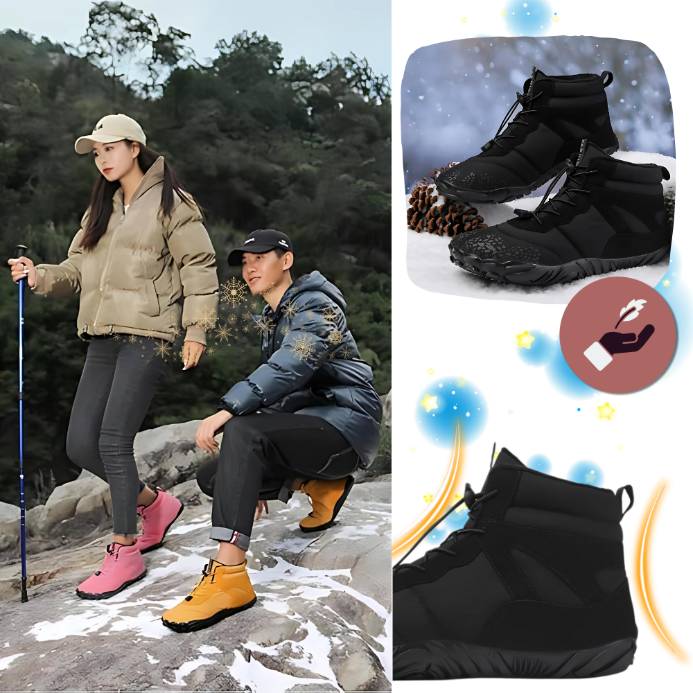 Sapatos de caminhada Ownshoe impermeáveis com sola plana, ideais para trilhas e movimentos confortáveis em qualquer terreno.
