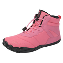 Sapatos de caminhada impermeáveis Ownshoe com sola rasa, tênis de trilha rosa, resistência à água e conforto para aventuras ao ar livre.