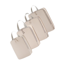 Conjunto de 4 organizadores de bagagem Egdank com zíper, compressão e cor bege, ideal para arrumar roupas em malas.