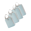 Conjunto de 4 sacos de compressão para organização de bagagens da marca Egdank, em azul, para otimizar espaço na mala.