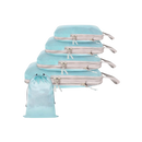 Conjunto de 5 organizadores de bagagem com zíper azul da Egdank para compressão e organização de roupas e acessórios.