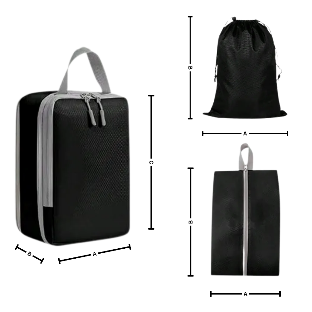 Organizador de bagagem com zíper Egdank para compressão e organização de roupas em malas de viagem.