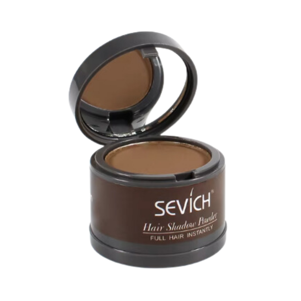 Poudre camuflante instantânea para raízes castanho claro, produto de cuidado capilar da marca ZJchao com acabamento natural.