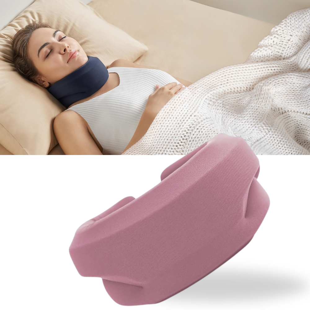 Colar cervical anti-ronco da marca Zoiuytrg, ajuda a melhorar o sono e reduzir o ronco, mostrado na imagem.